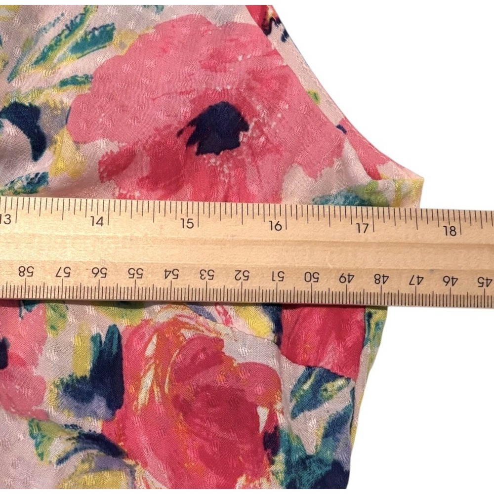 Forever 21 Floral Tank Top Sz L Tie Waist  Pink Yellow Blue Boho Festival Soft‎ - Picture 7 of 7